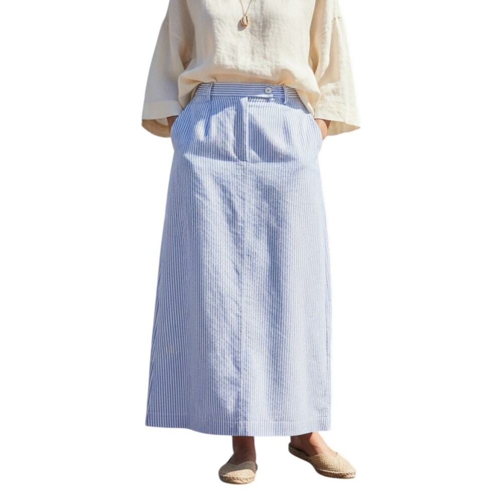 Pendleton Straight Skirt Blue White Stripe Sz 4 Coastal